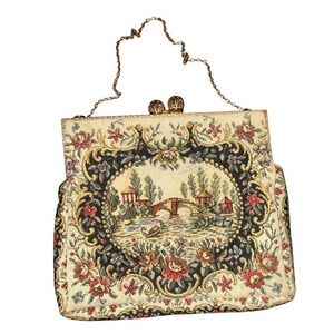 French Walborg Tapestry kisslock Purse Handbag 7"x6" VINTAGE